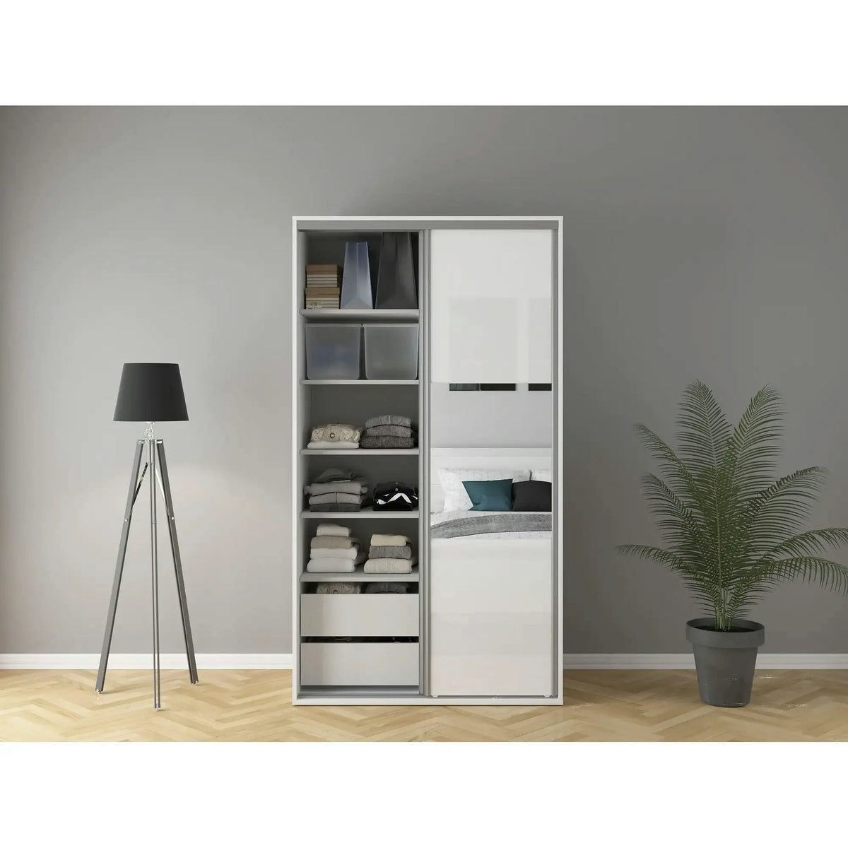 Dulap FLEX, alb, PAL, cu 2 usi, 120x66x218 cm