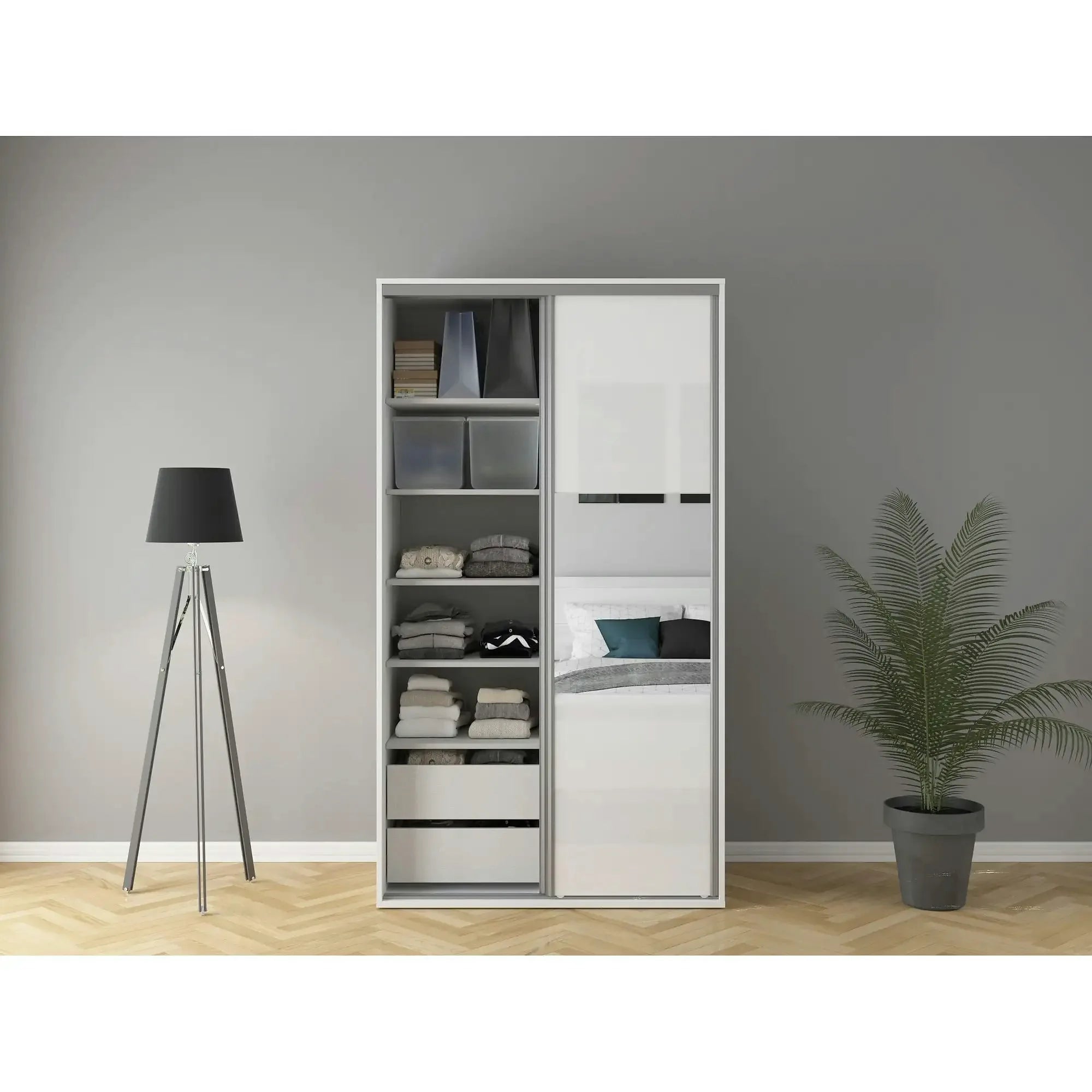 Dulap FLEX, alb, PAL, cu 2 usi, 120x66x218 cm