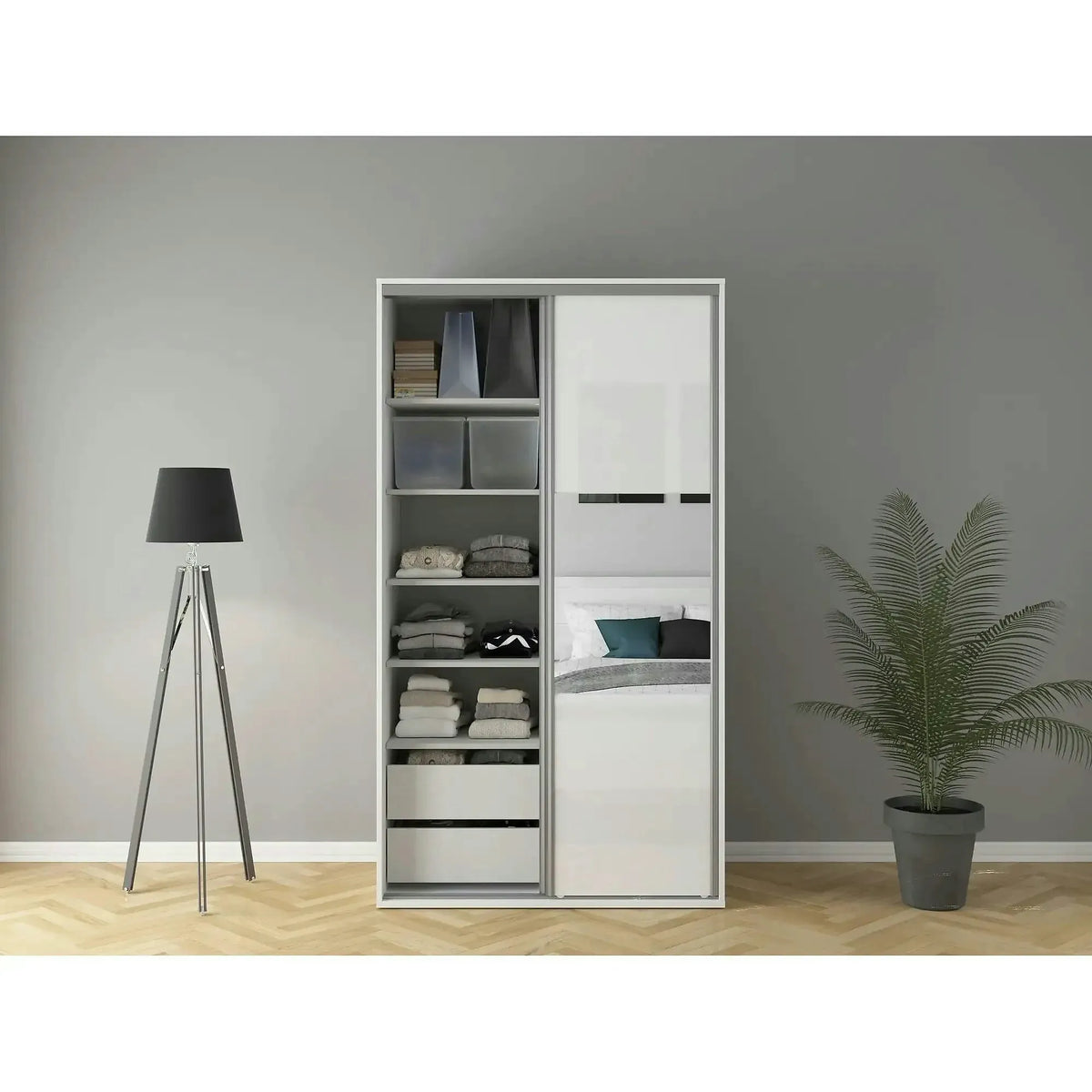 Dulap FLEX, alb, PAL, cu 2 usi, 120x66x218 cm
