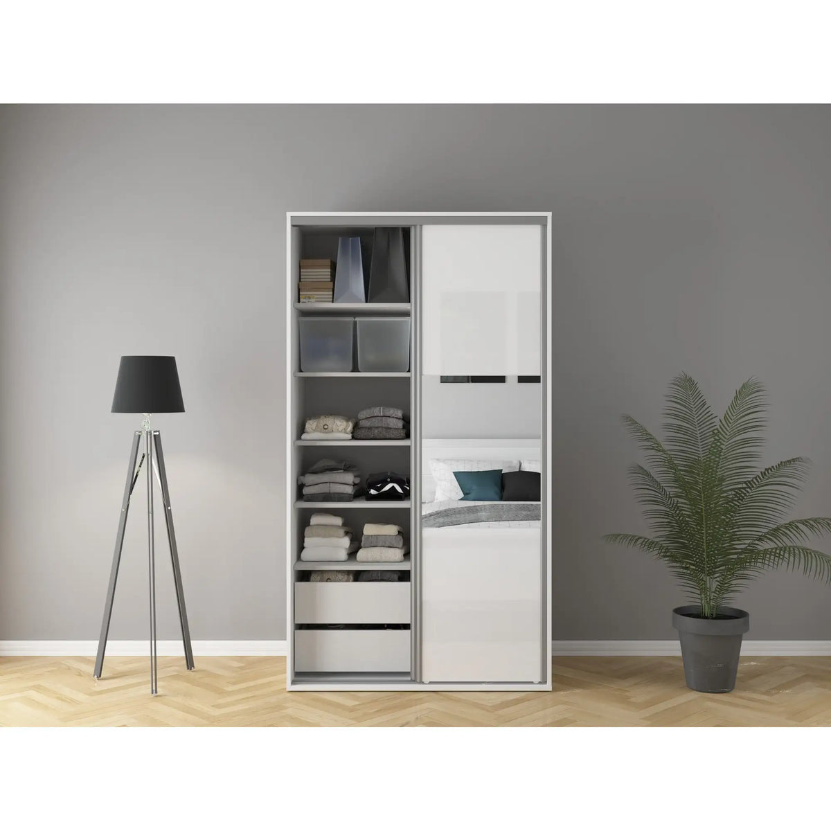 Dulap FLEX, alb, PAL, cu 2 usi, 120x66x218 cm