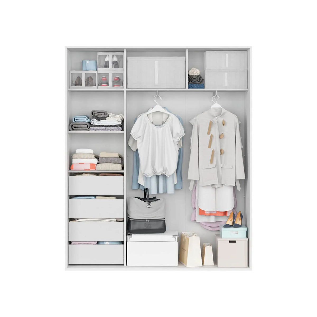 Dulap FLEX, alb, PAL, cu 2 usi, 180x45x218 cm