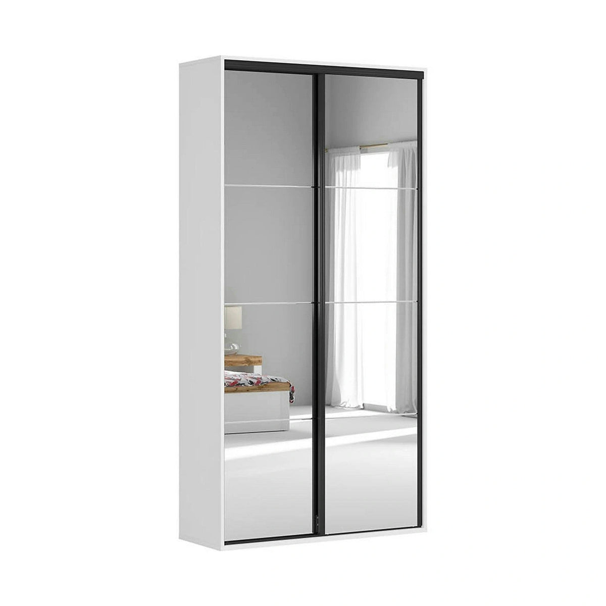 Dulap FLEX, alb, PAL, cu 2 usi si oglinda, 120x45x240 cm