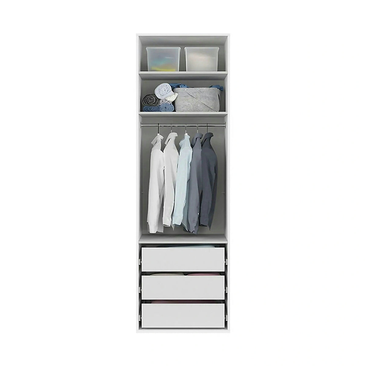 Dulap FLEX, alb, PAL, cu 2 usi si oglinda, 75x66x240 cm