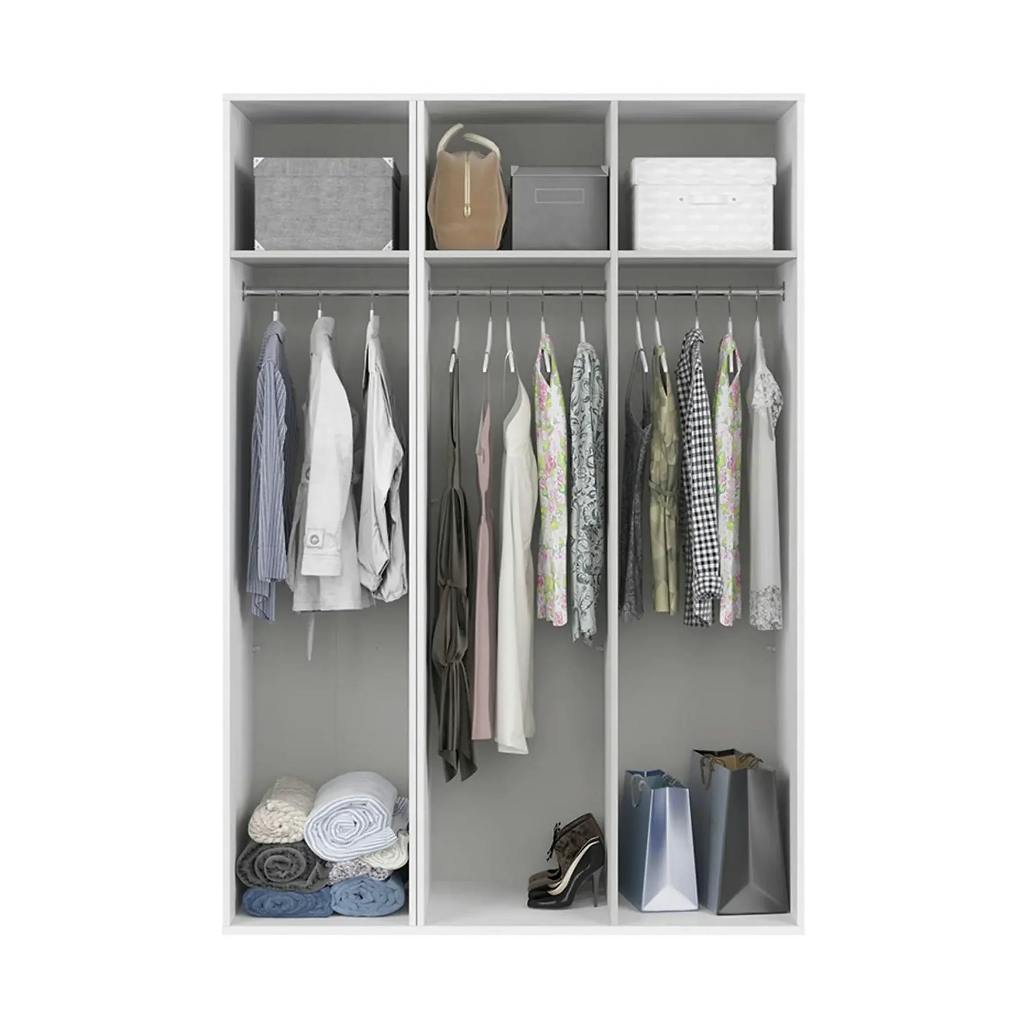 Dulap FLEX, alb, PAL, cu 3 usi, 150x66x218 cm