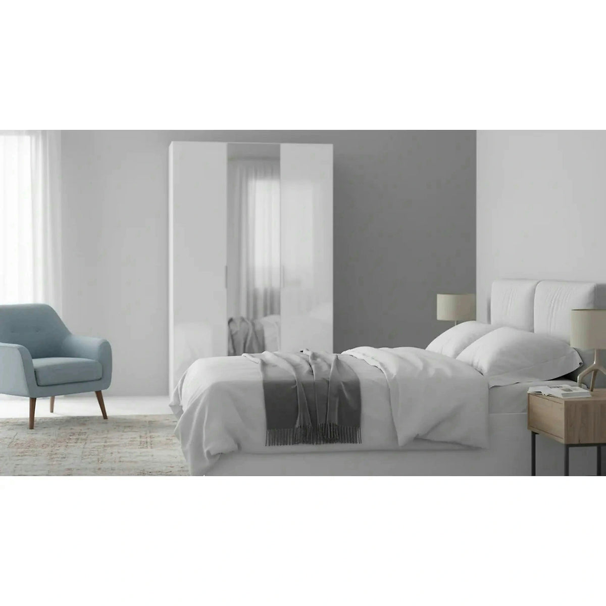 Dulap FLEX, alb, PAL, cu 3 usi, 150x66x240 cm