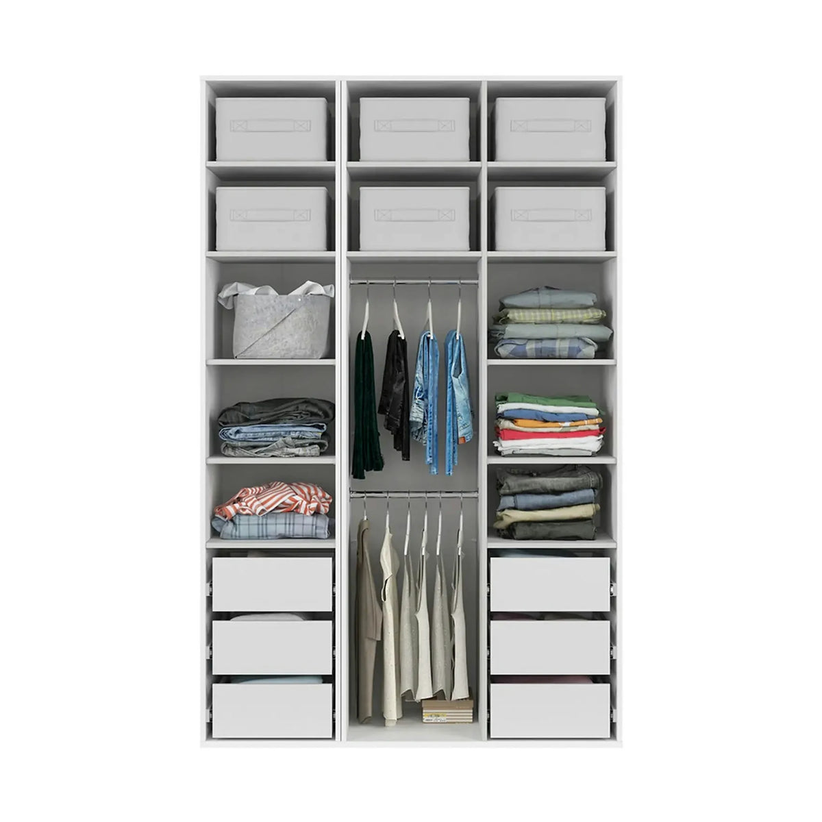 Dulap FLEX, alb, PAL, cu 3 usi, 150x66x240 cm