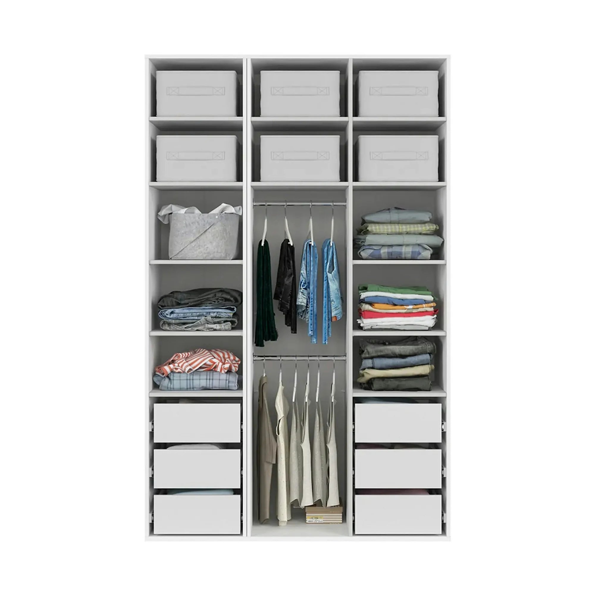 Dulap FLEX, alb, PAL, cu 3 usi, 150x66x240 cm