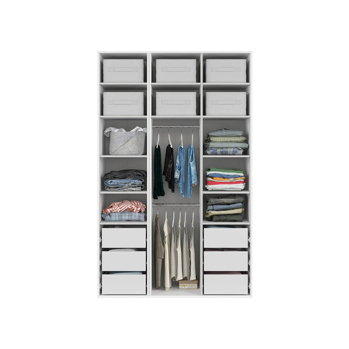 Dulap FLEX, alb, PAL, cu 3 usi, 150x66x240 cm