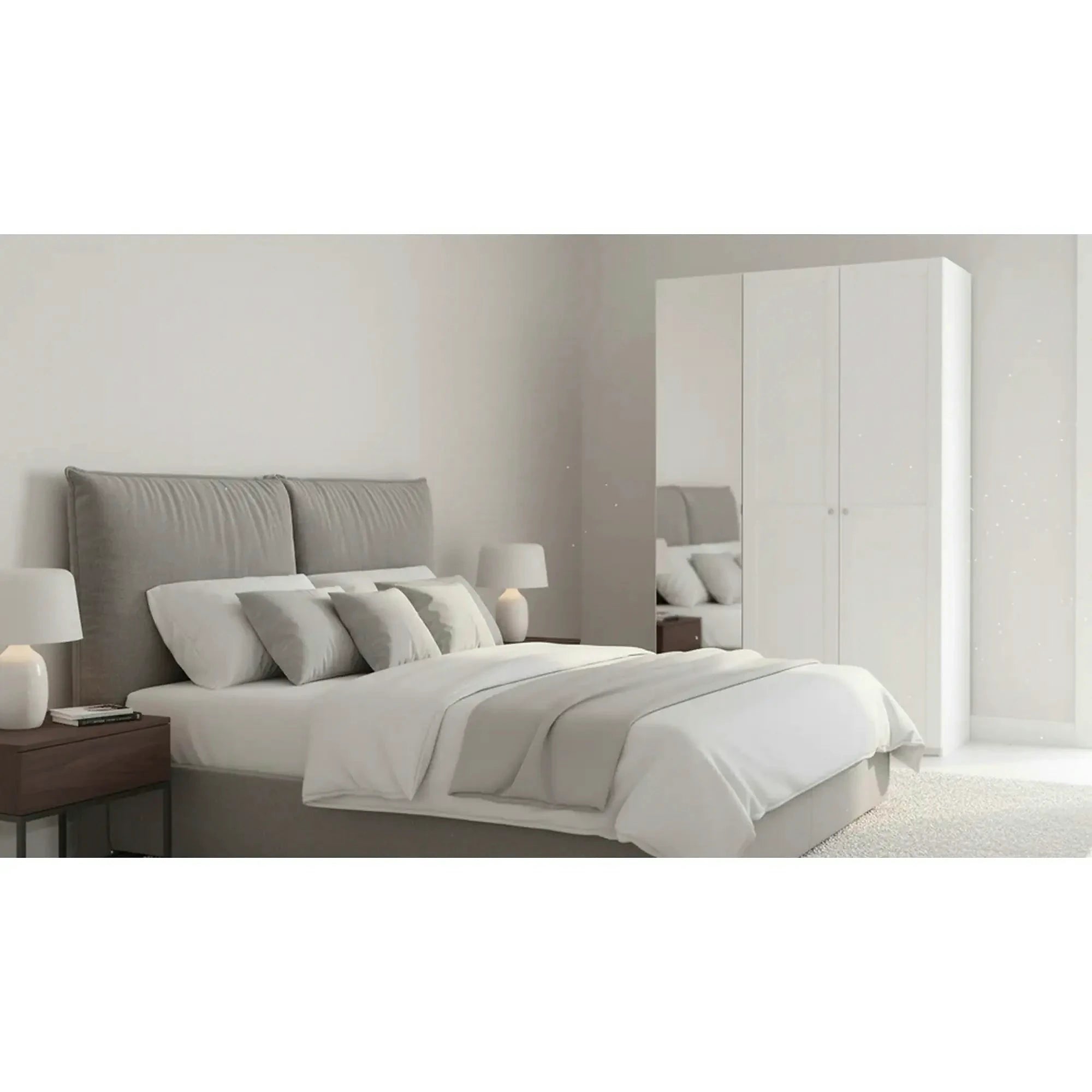 Dulap FLEX, alb, PAL, cu 3 usi si oglinda, 150x45x240 cm