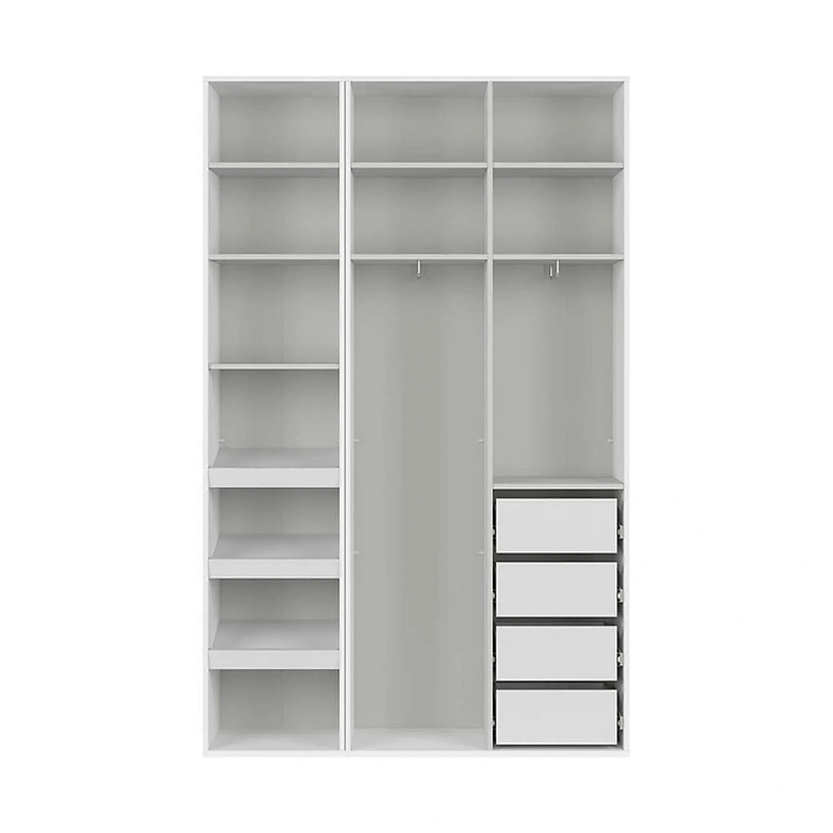 Dulap FLEX, alb, PAL, cu 3 usi si oglinda, 150x45x240 cm