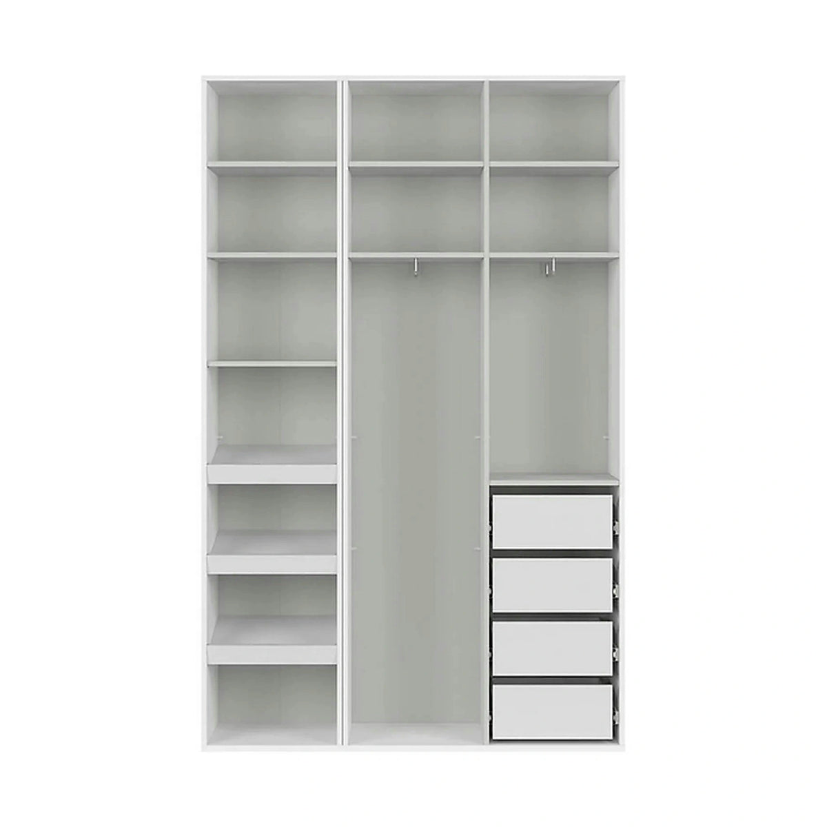 Dulap FLEX, alb, PAL, cu 3 usi si oglinda, 150x45x240 cm