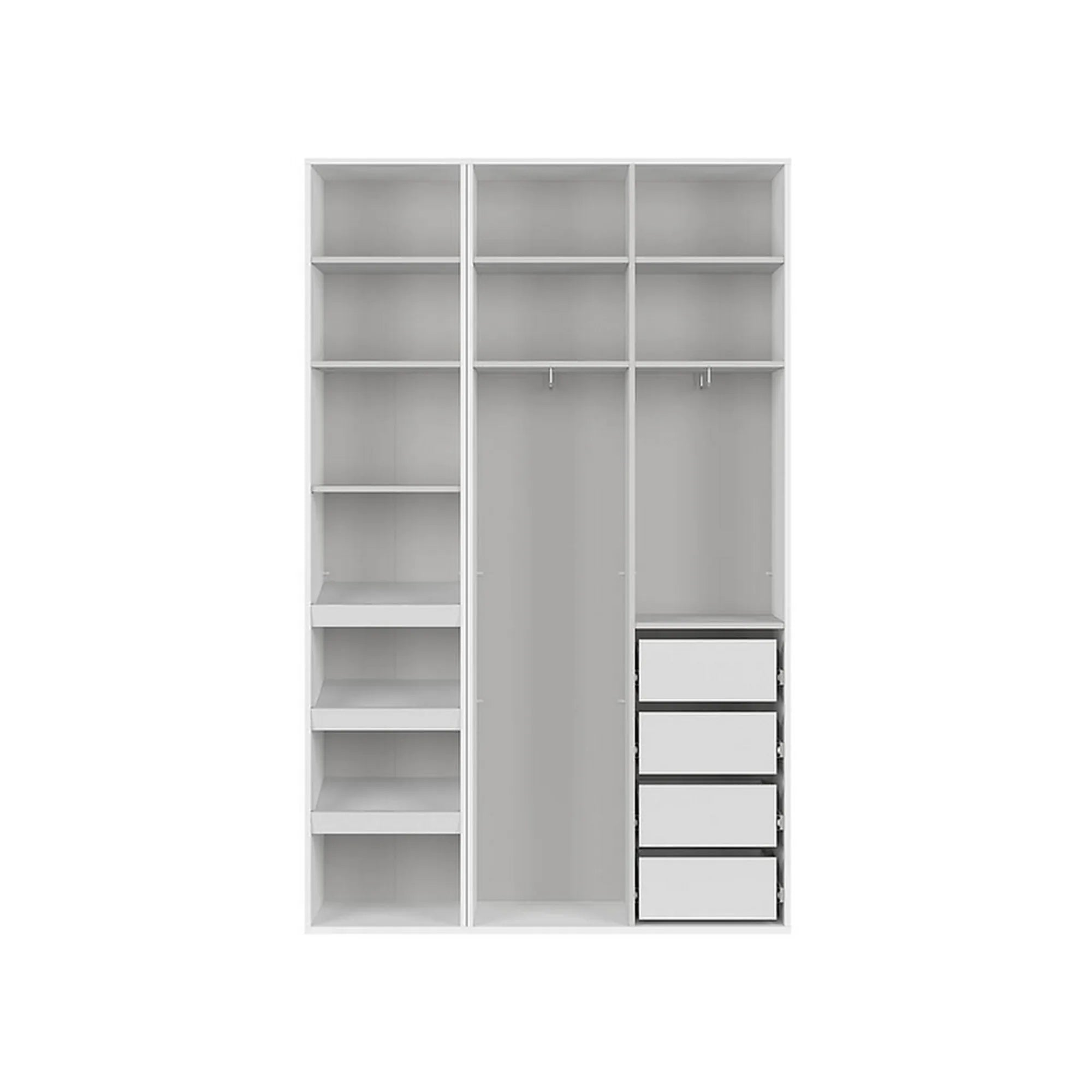 Dulap FLEX, alb, PAL, cu 3 usi si oglinda, 150x45x240 cm