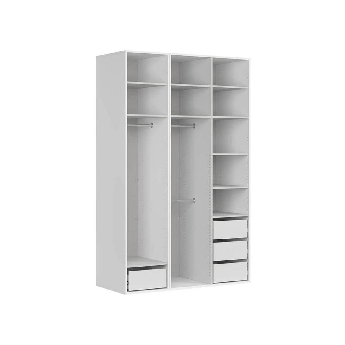 Dulap FLEX, alb, PAL, cu 3 usi si oglinda, 150x66x240 cm