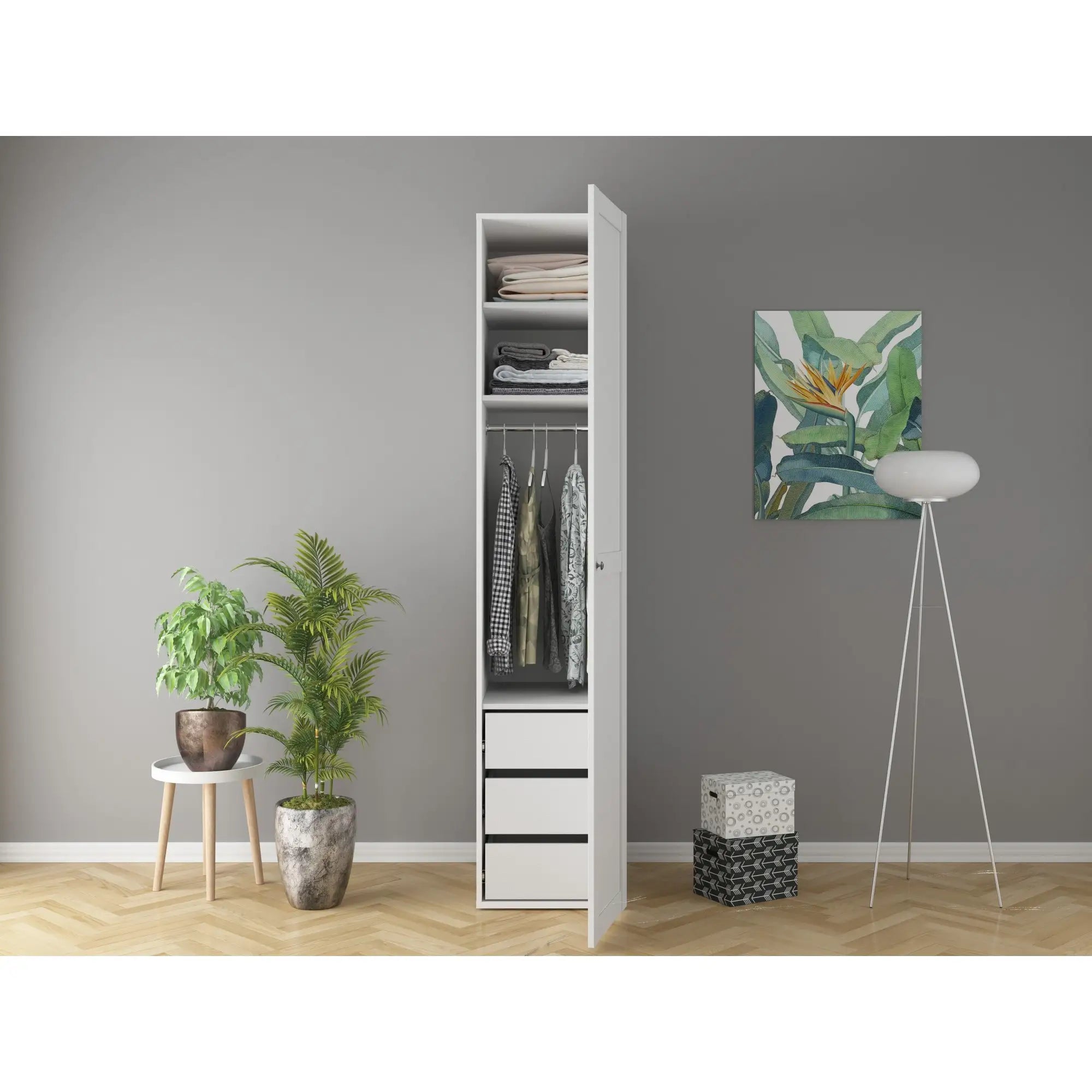 Dulap FLEX, alb, PAL, cu o usa, 50x66x240 cm