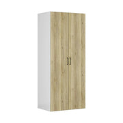 Dulap FLEX, alb/stejar PAL, cu 2 usi, 100x66x240 cm