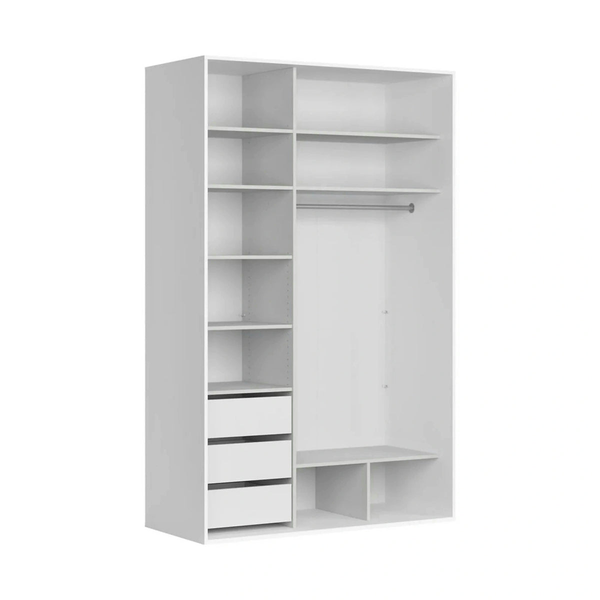 Dulap FLEX, alb/stejar, PAL, cu 2 usi si oglinda, 150x66x240 cm