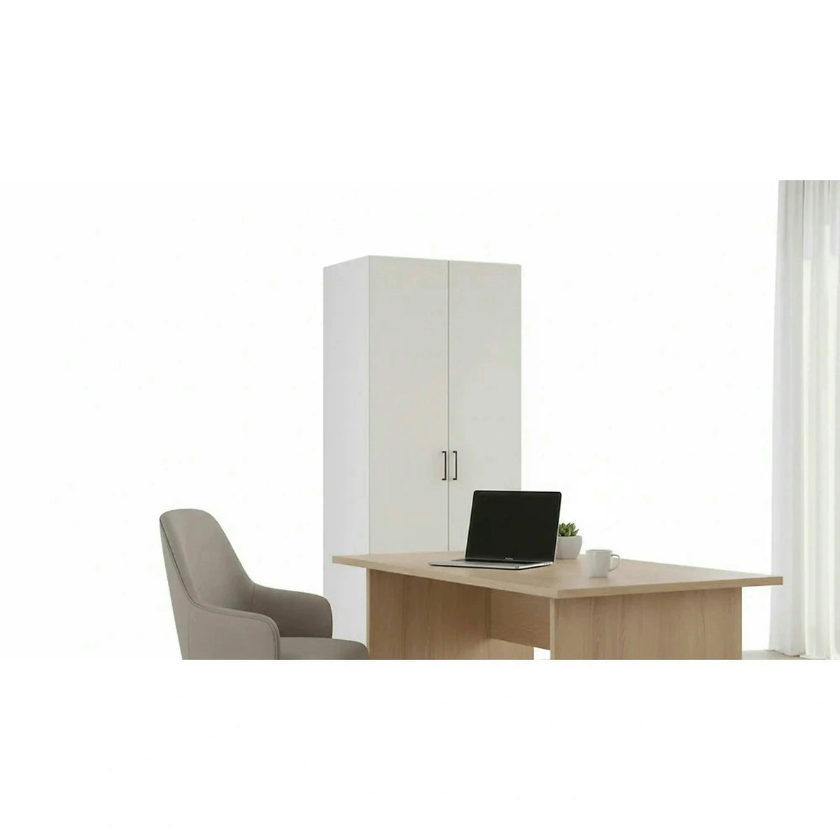 Dulap FLEX, casmir/alb, PAL, cu 2 usi, 100x66x240 cm