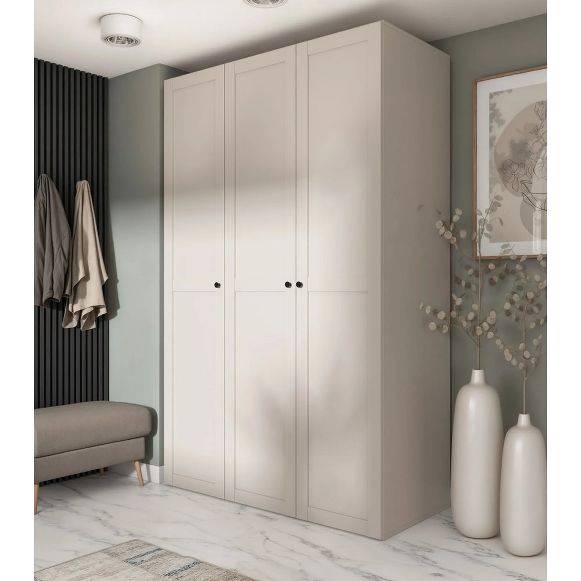 Dulap FLEX, casmir/negru, PAL, cu 3 usi, 150x66x240 cm