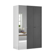 Dulap FLEX, gri grafit/alb, PAL, cu 3 usi si oglinda, 150x66x240 cm