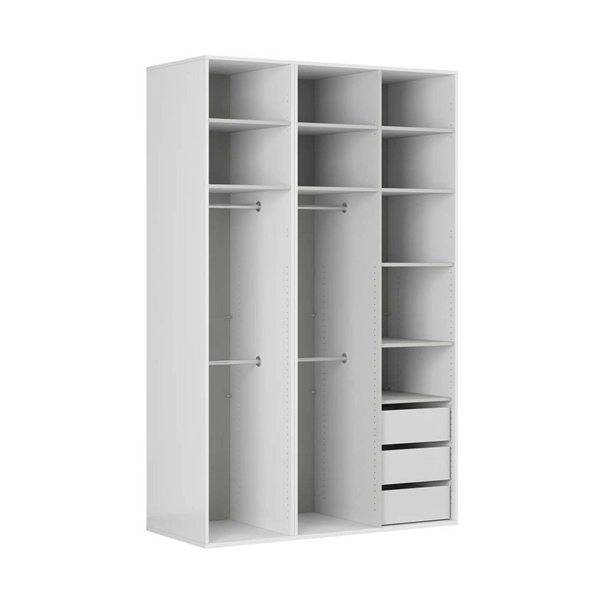 Dulap FLEX, gri grafit/alb, PAL, cu 3 usi si oglinda, 150x66x240 cm