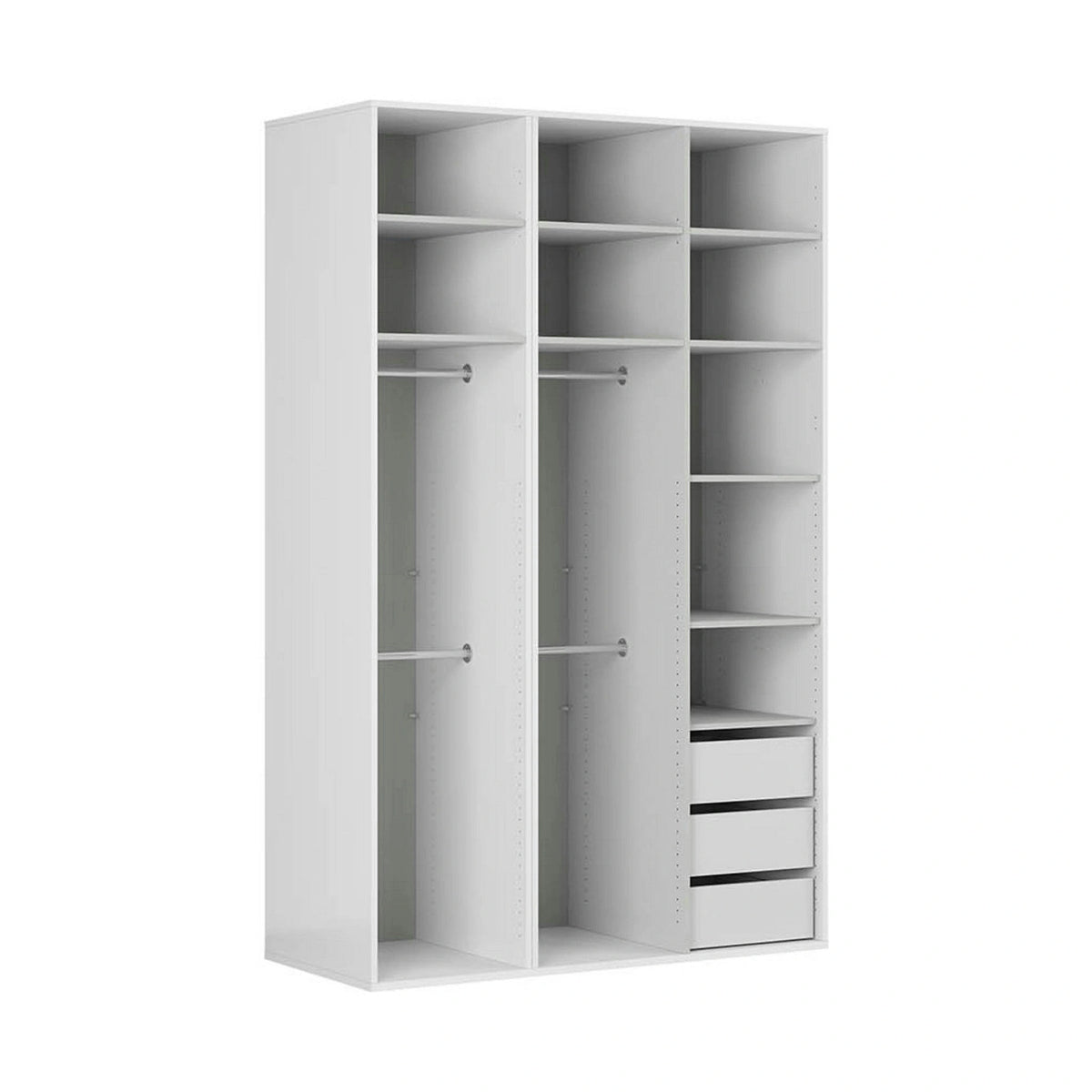 Dulap FLEX, gri grafit/alb, PAL, cu 3 usi si oglinda, 150x66x240 cm