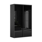 Dulap FLEX, gri grafit/negru lucios, PAL, cu 2 usi, 150x66x240 cm