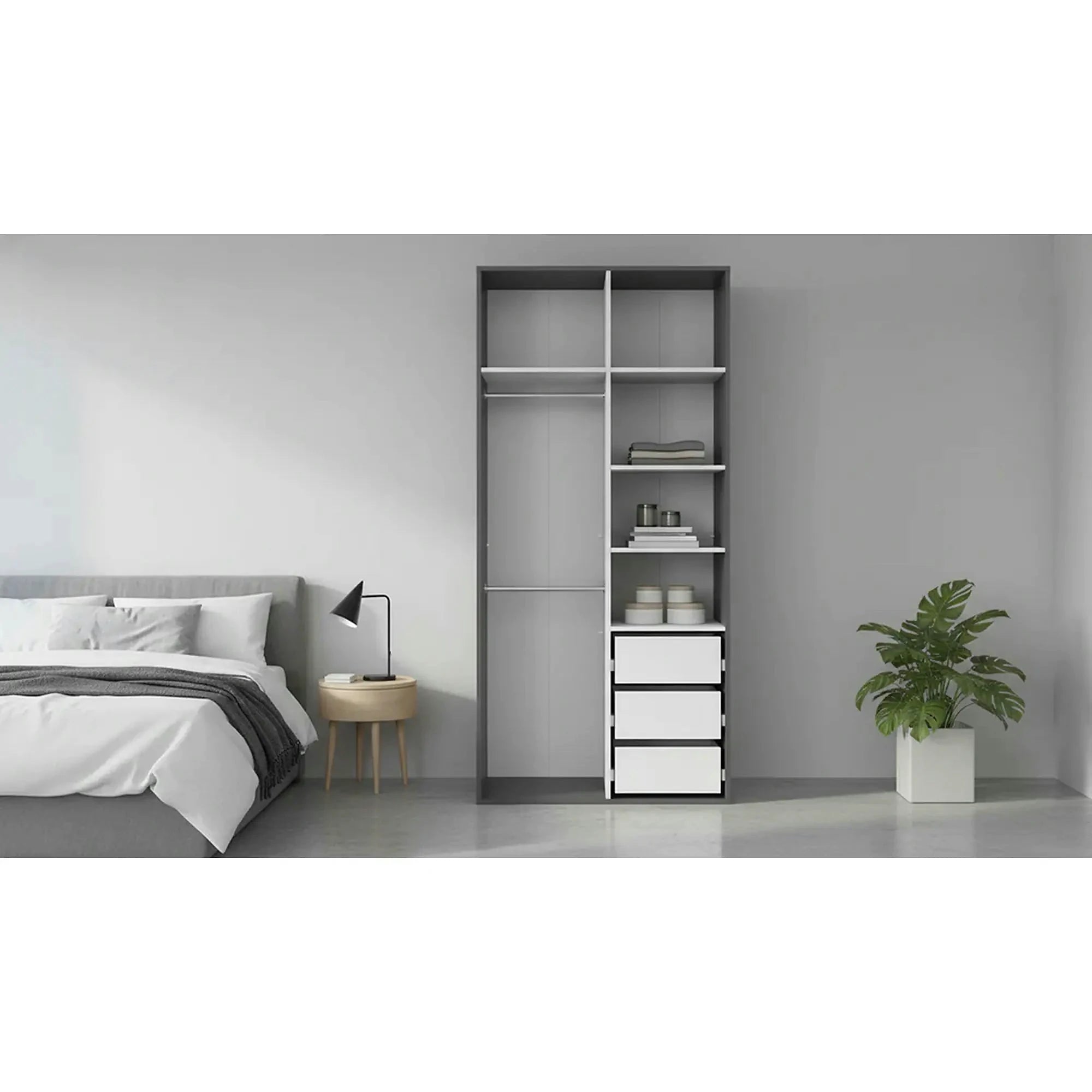 Dulap FLEX, gri grafit, PAL, cu 2 usi, 100x66x218 cm