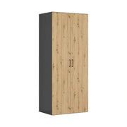 Dulap FLEX, gri grafit/stejar artisan, PAL, cu 2 usi, 100x66x240 cm