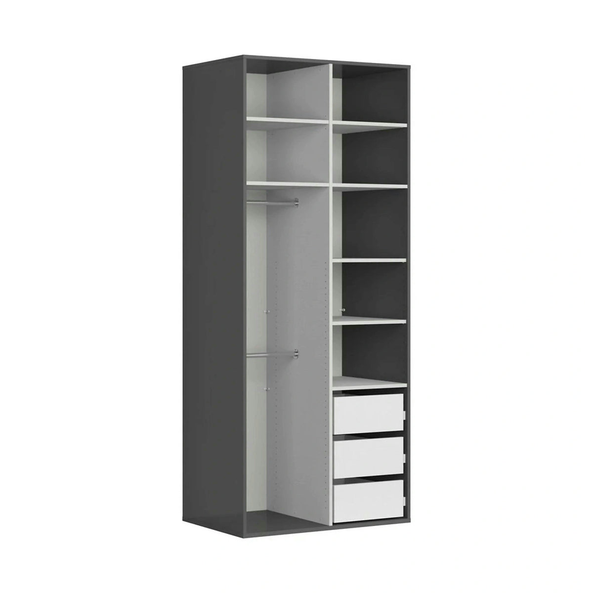 Dulap FLEX, gri grafit/stejar artisan, PAL, cu 2 usi, 100x66x240 cm