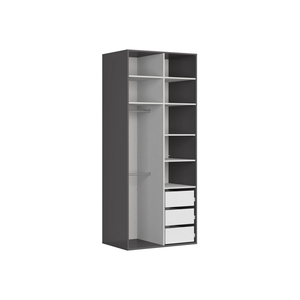 Dulap FLEX, gri grafit/stejar artisan, PAL, cu 2 usi, 100x66x240 cm