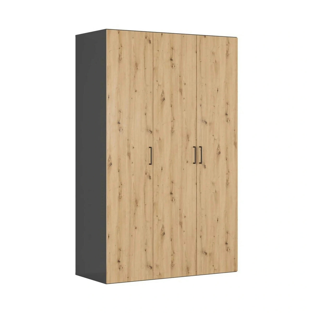 Dulap FLEX, gri grafit/stejar artisan, PAL, cu 3 usi, 150x66x240 cm