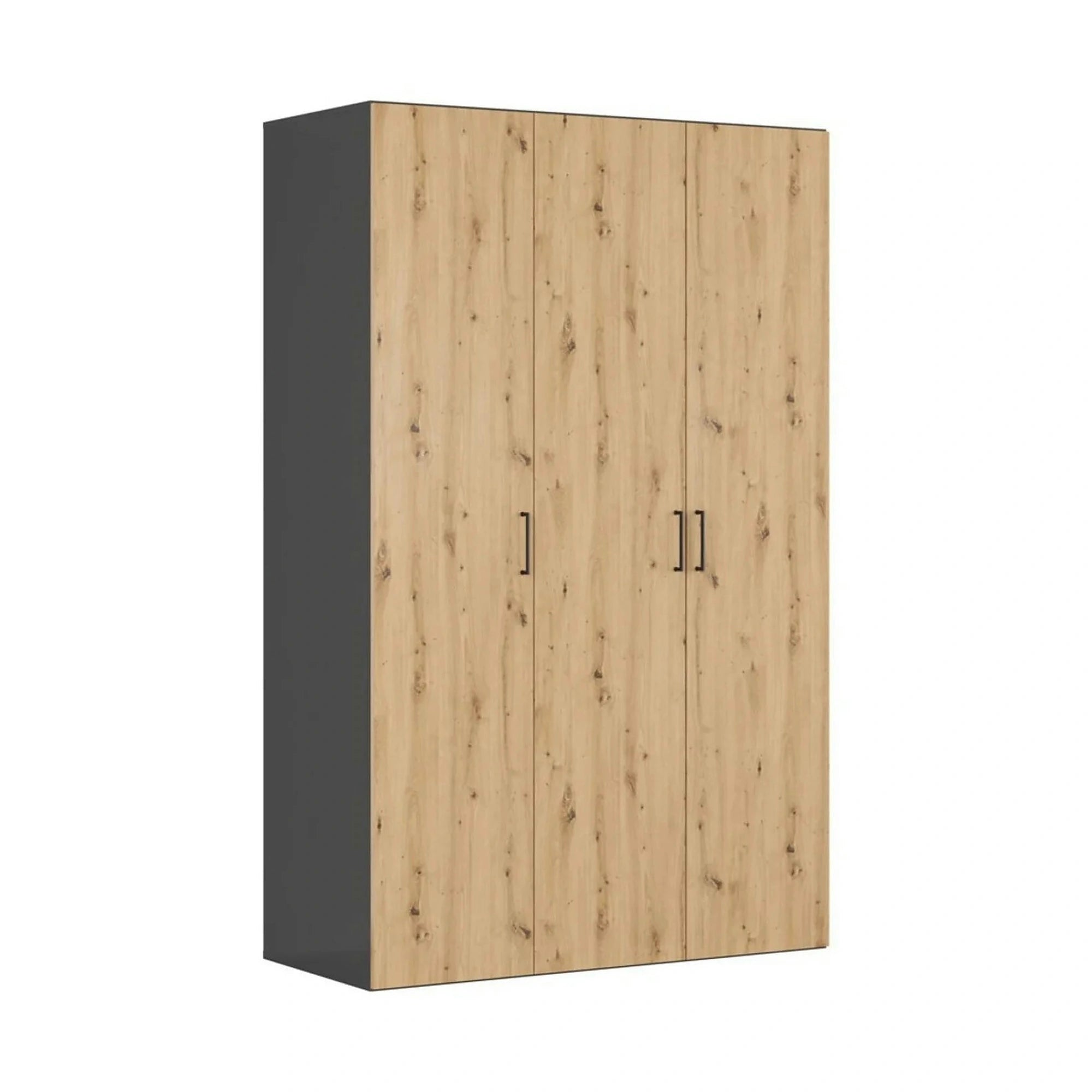Dulap FLEX, gri grafit/stejar artisan, PAL, cu 3 usi, 150x66x240 cm