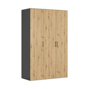 Dulap FLEX, gri grafit/stejar artisan, PAL, cu 3 usi, 150x66x240 cm