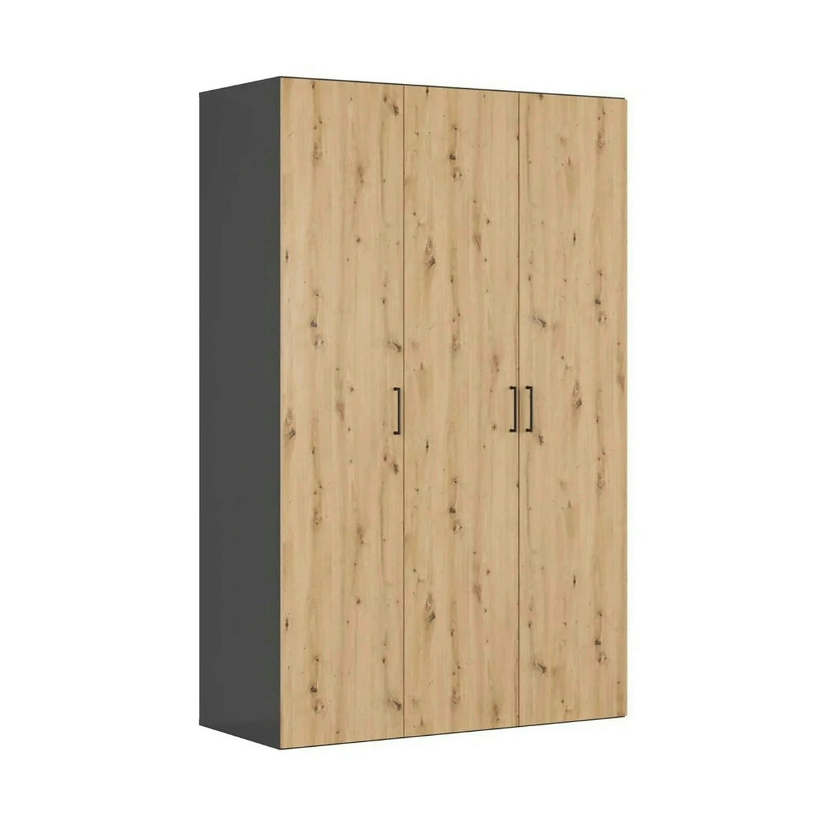 Dulap FLEX, gri grafit/stejar artisan, PAL, cu 3 usi, 150x66x240 cm
