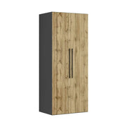 Dulap FLEX, gri grafit/stejar wotan, PAL, cu 2 usi, 100x66x240 cm