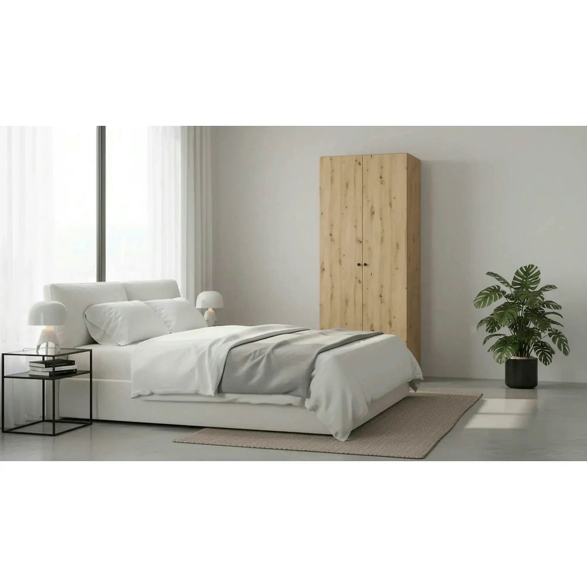 Dulap FLEX, stejar artisan, PAL, cu 2 usi, 100x66x240 cm