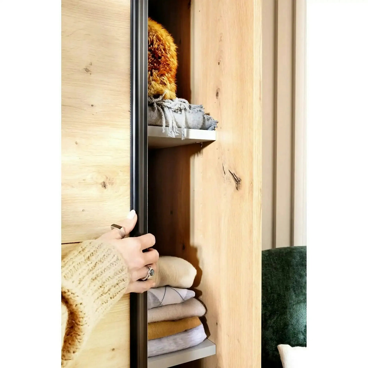 Dulap FLEX, stejar artisan, PAL, cu 2 usi glisante, 200x66x240 cm