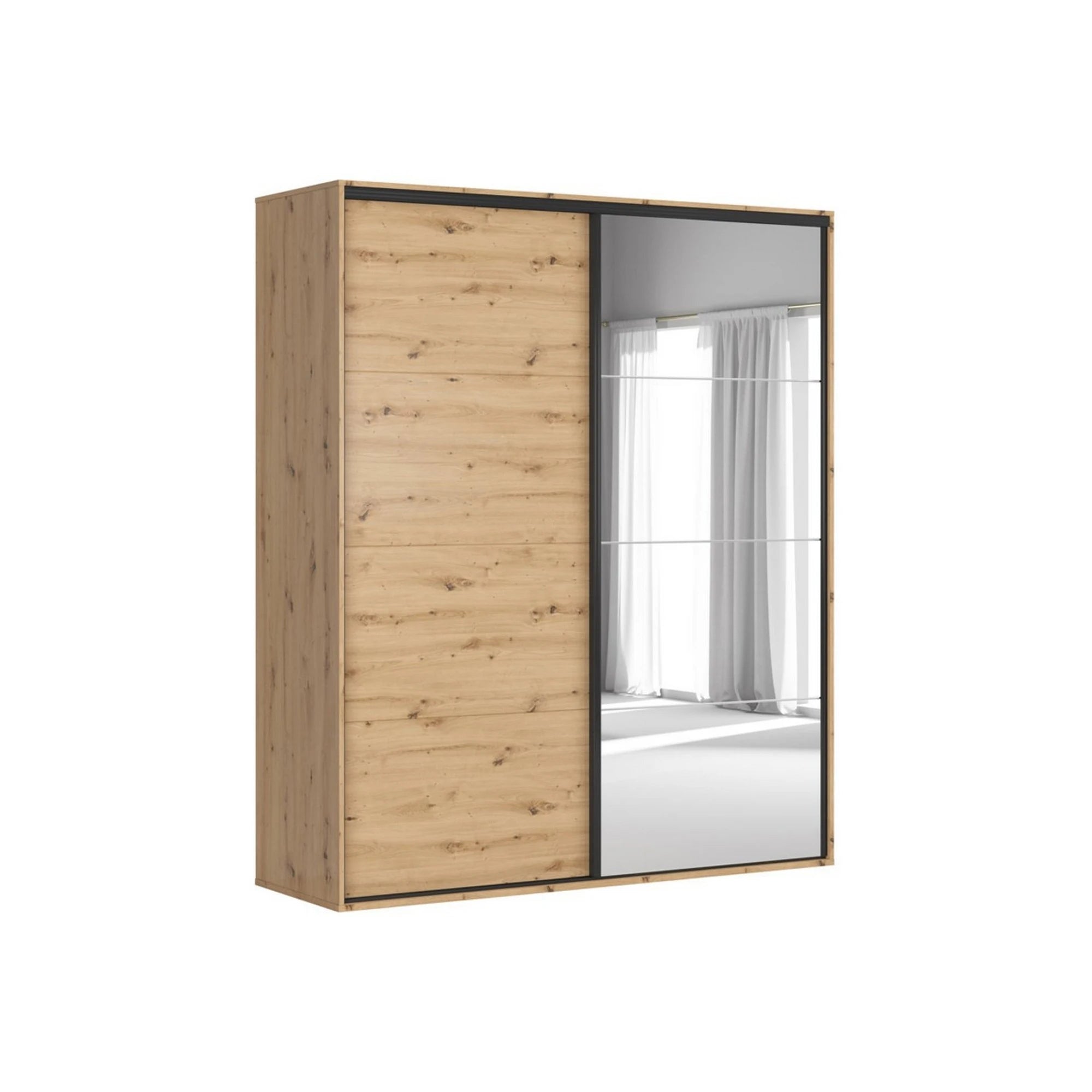 Dulap FLEX, stejar artisan, PAL, cu 2 usi glisante, 200x66x240 cm