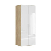 Dulap FLEX, stejar sonoma/alb lucios, PAL, cu 2 usi, 100x66x240 cm