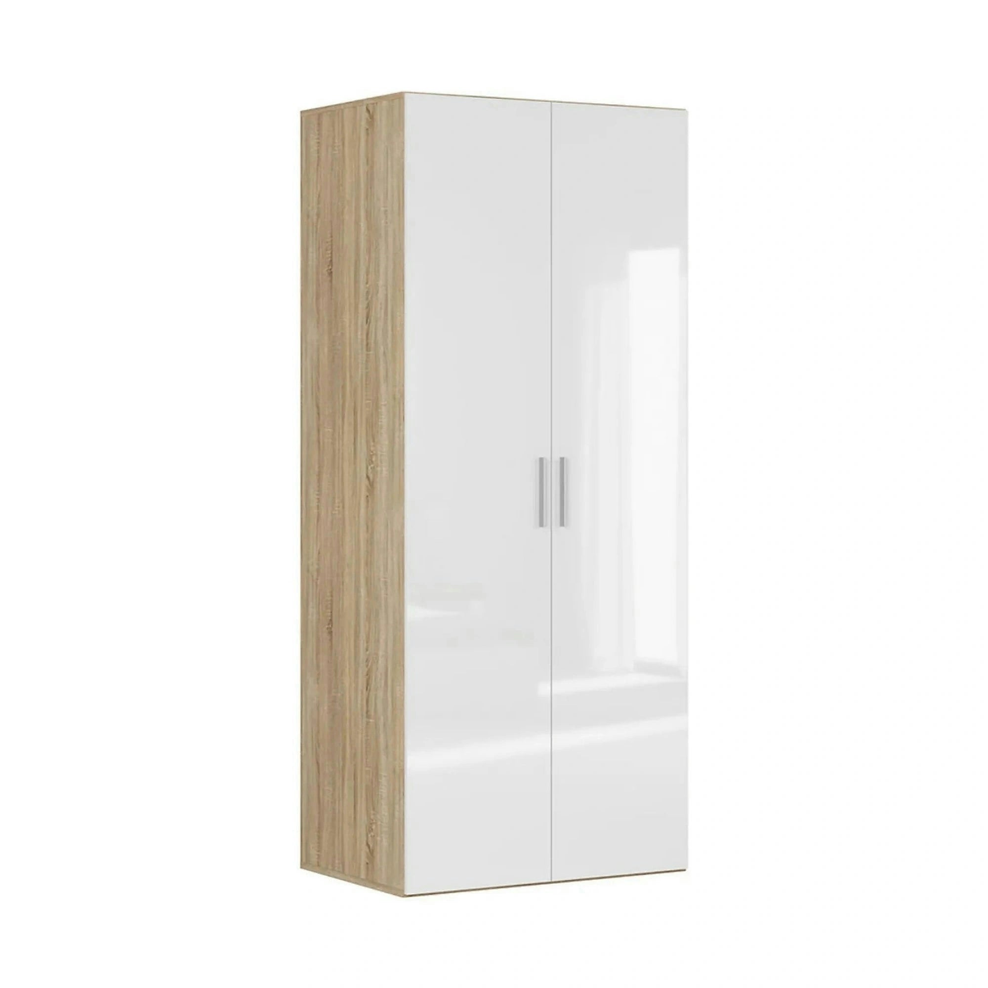Dulap FLEX, stejar sonoma/alb lucios, PAL, cu 2 usi, 100x66x240 cm