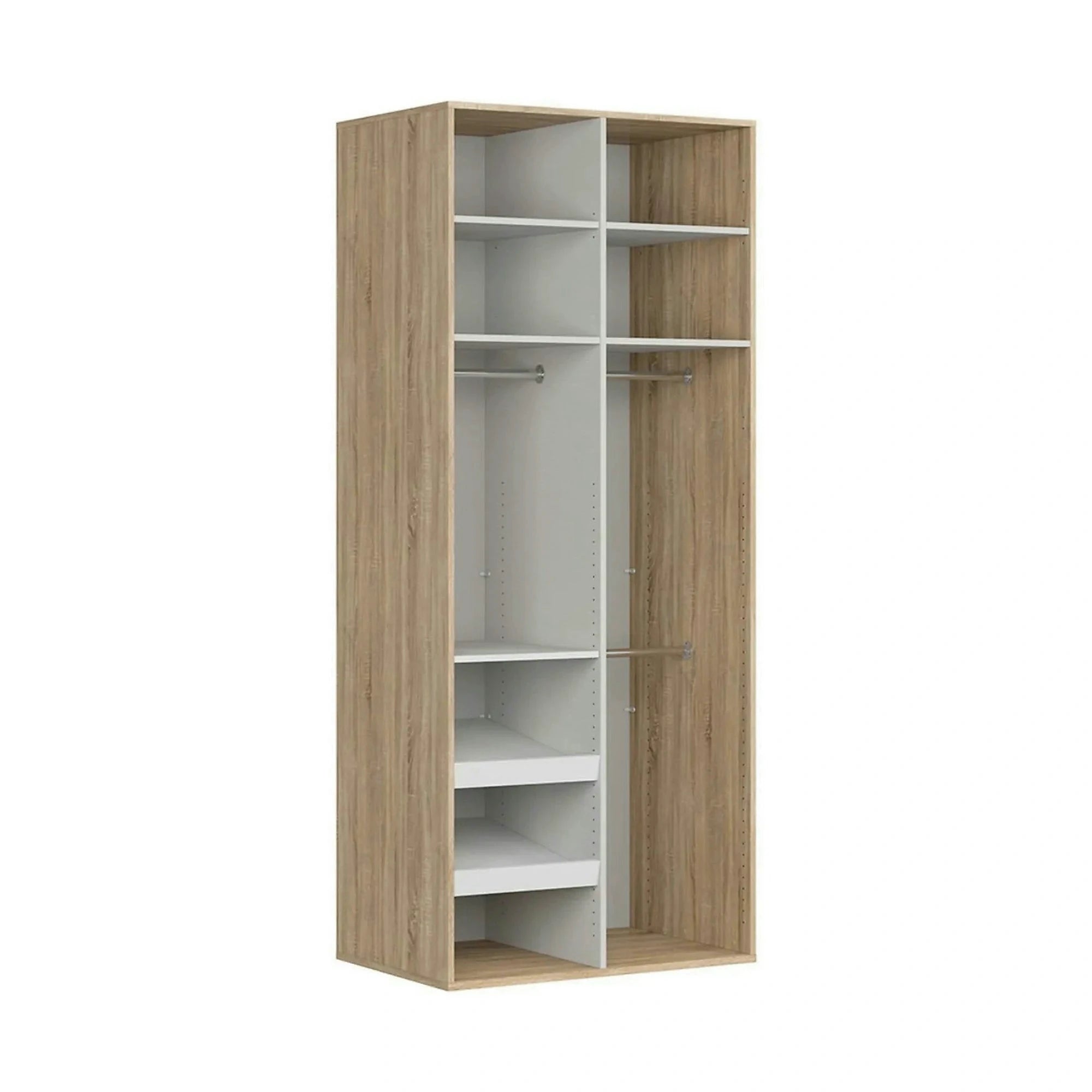 Dulap FLEX, stejar sonoma/alb lucios, PAL, cu 2 usi, 100x66x240 cm