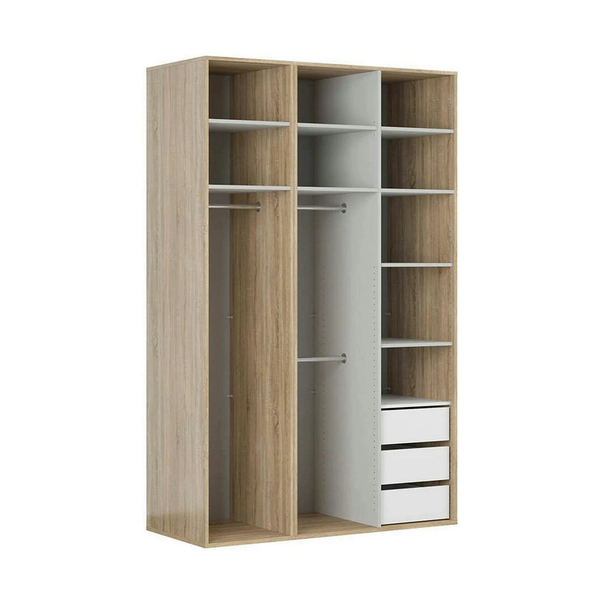 Dulap FLEX, stejar sonoma, PAL, cu 3 usi si oglinda, 150x66x240 cm