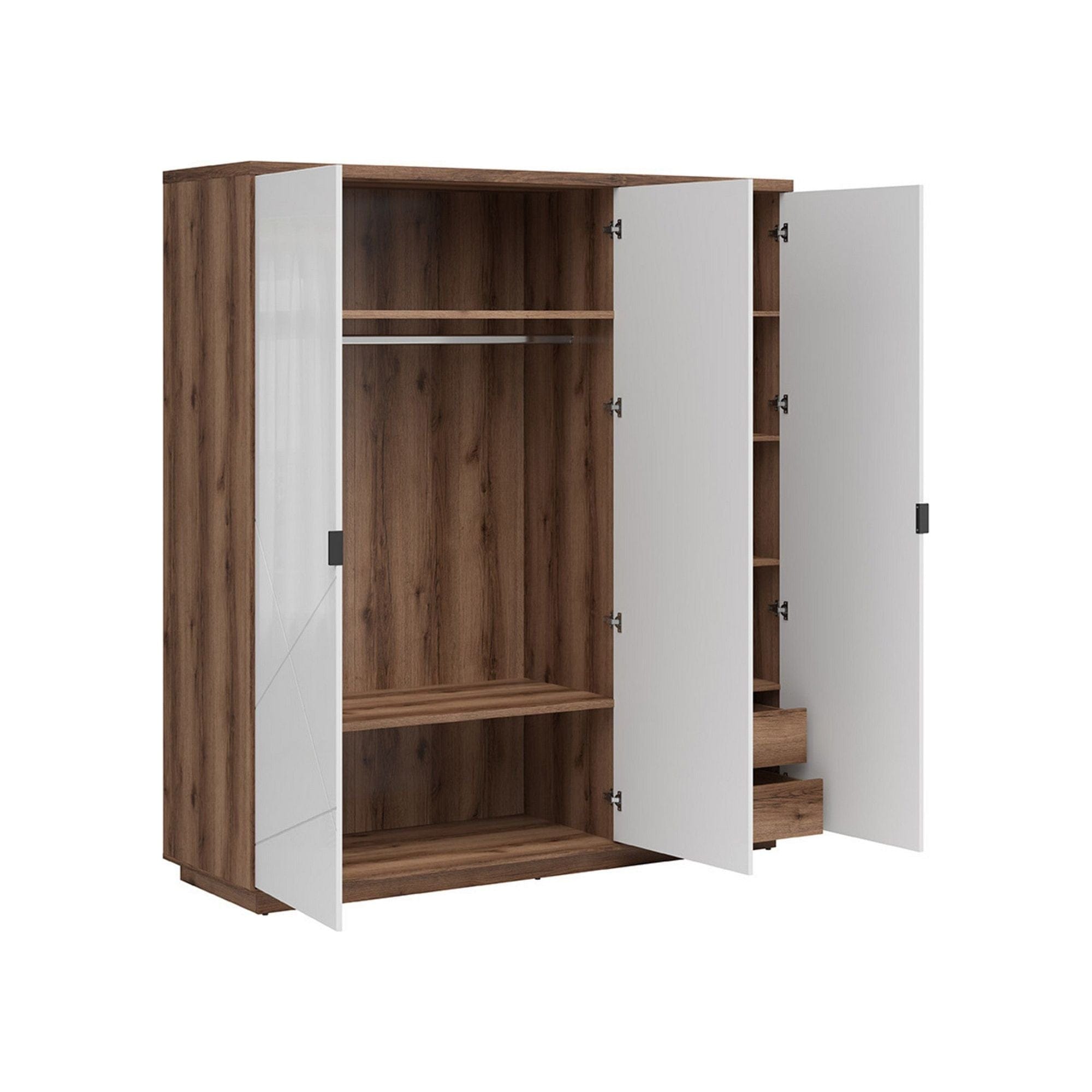 Dulap FORN, nuc/alb lucios, PAL melaminat, cu 3 usi, 180x57x201 cm