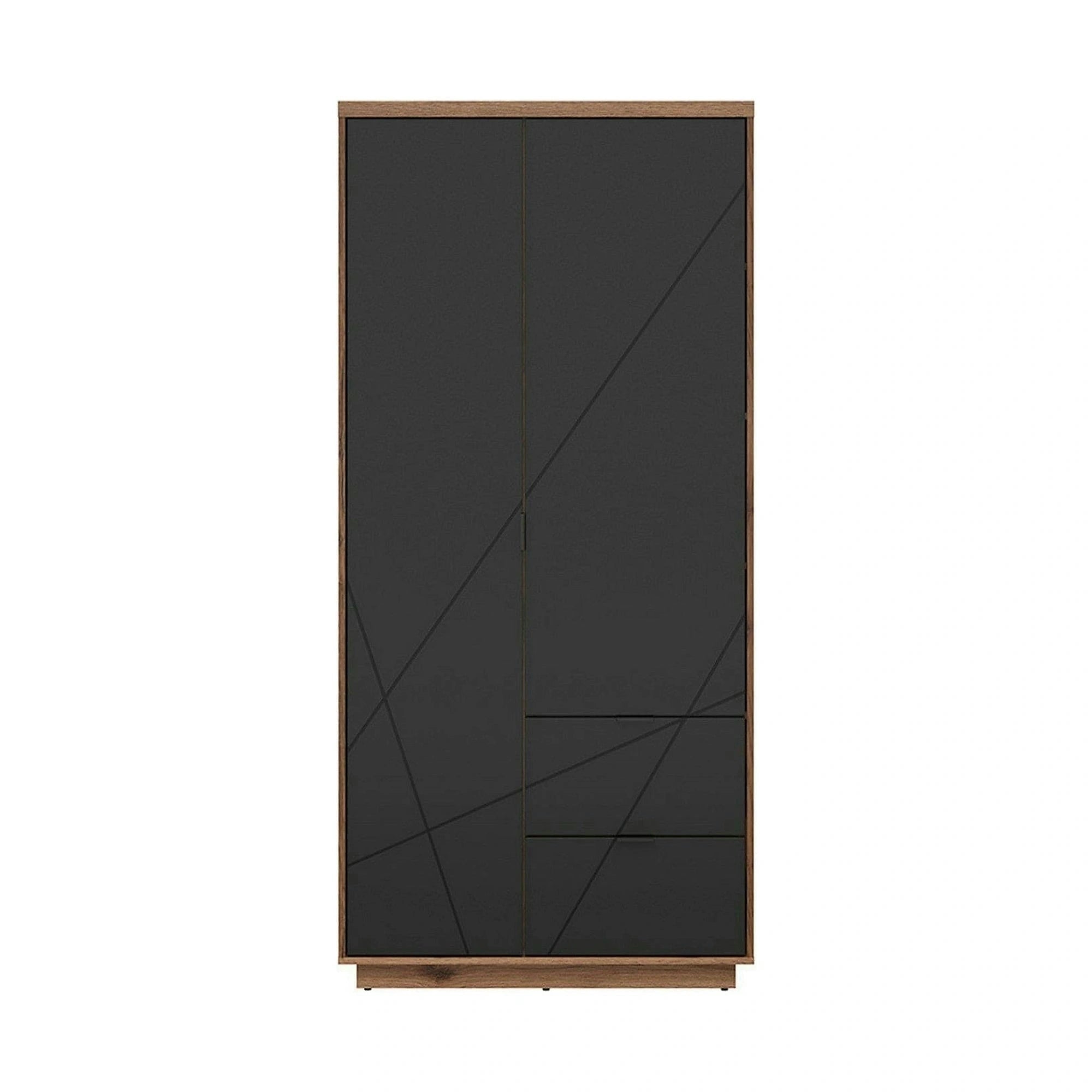Dulap FORN, nuc/negru mat, PAL melaminat, cu 2 usi si 2 sertare, 94x57x201 cm