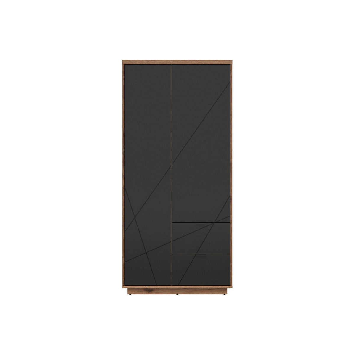 Dulap FORN, nuc/negru mat, PAL melaminat, cu 2 usi si 2 sertare, 94x57x201 cm