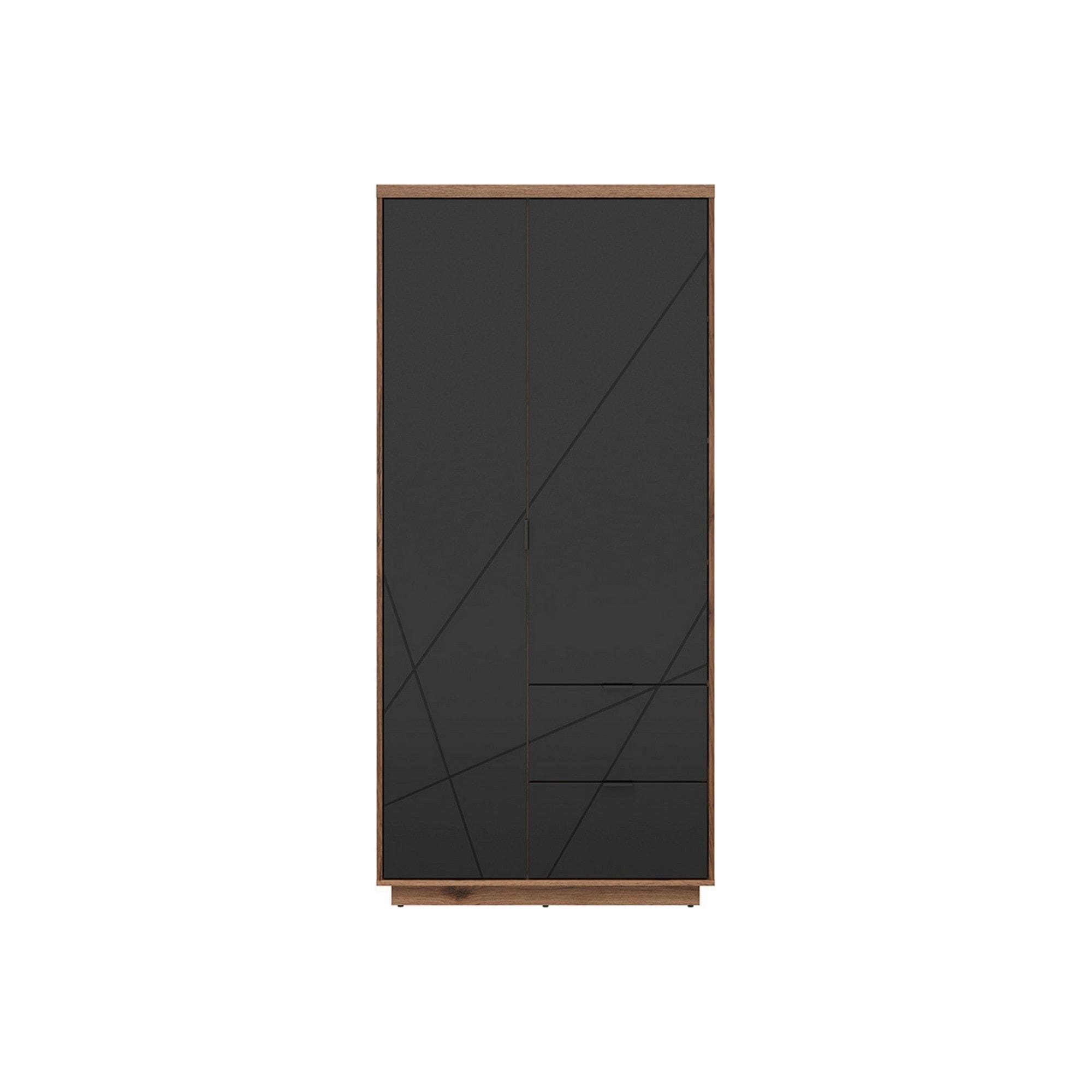 Dulap FORN, nuc/negru mat, PAL melaminat, cu 2 usi si 2 sertare, 94x57x201 cm