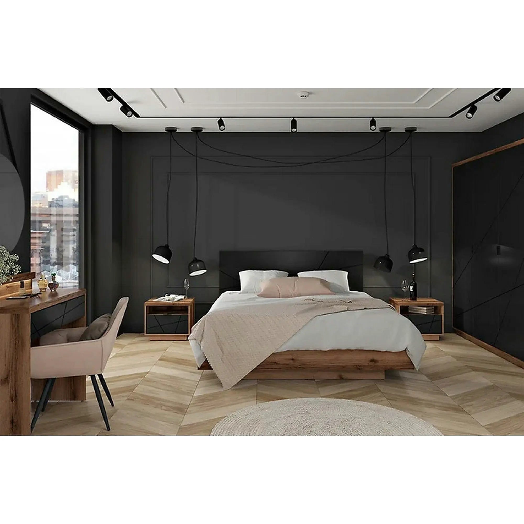 Dulap FORN, nuc/negru mat, PAL melaminat, cu 3 usi, 180x57x201 cm