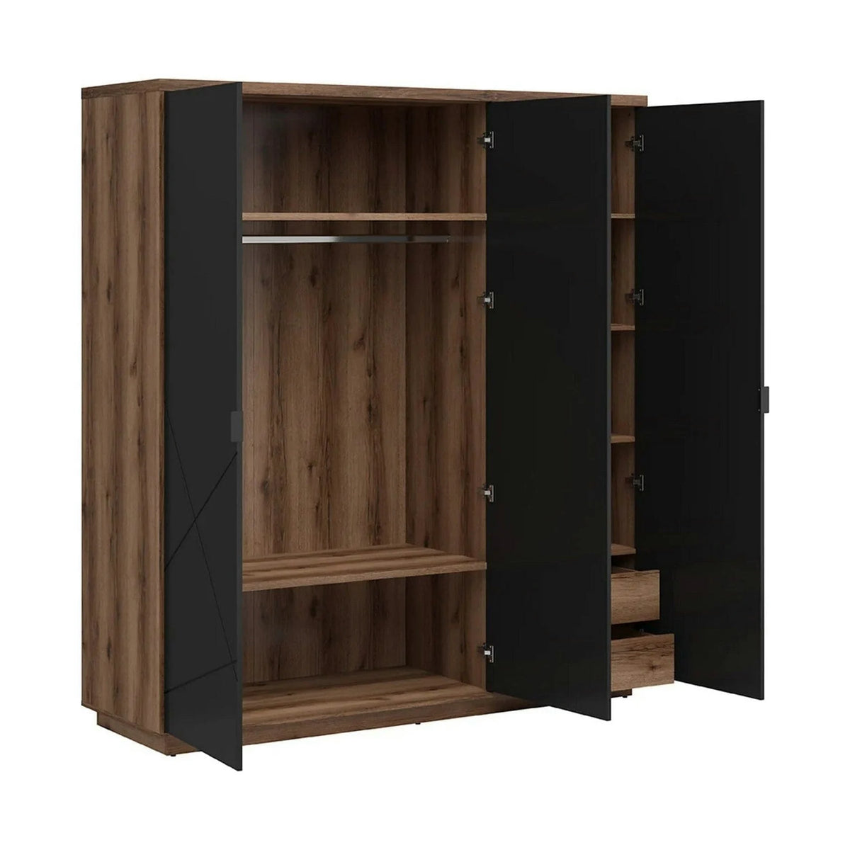 Dulap FORN, nuc/negru mat, PAL melaminat, cu 3 usi, 180x57x201 cm