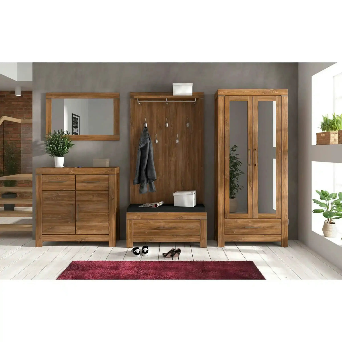 Dulap GENT, stejar stirling, PAL laminat, cu 2 usi si un sertar, 88x40x201 cm