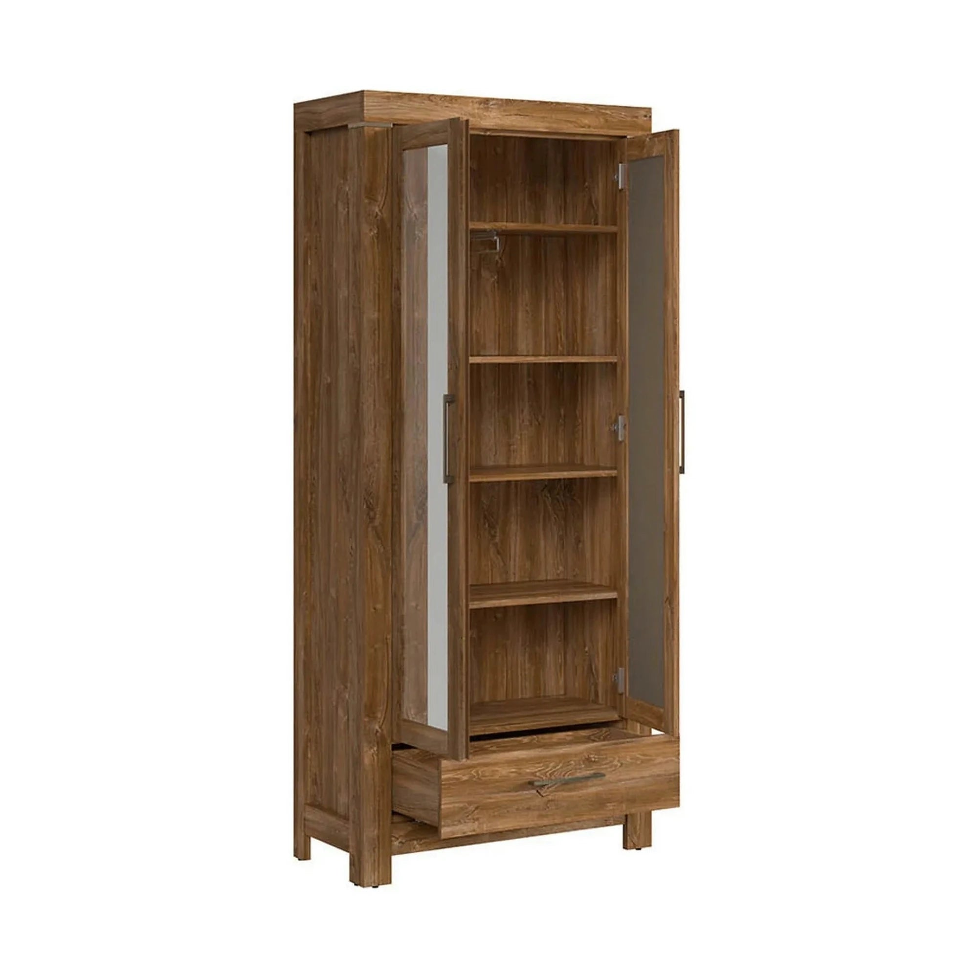 Dulap GENT, stejar stirling, PAL laminat, cu 2 usi si un sertar, 88x40x201 cm